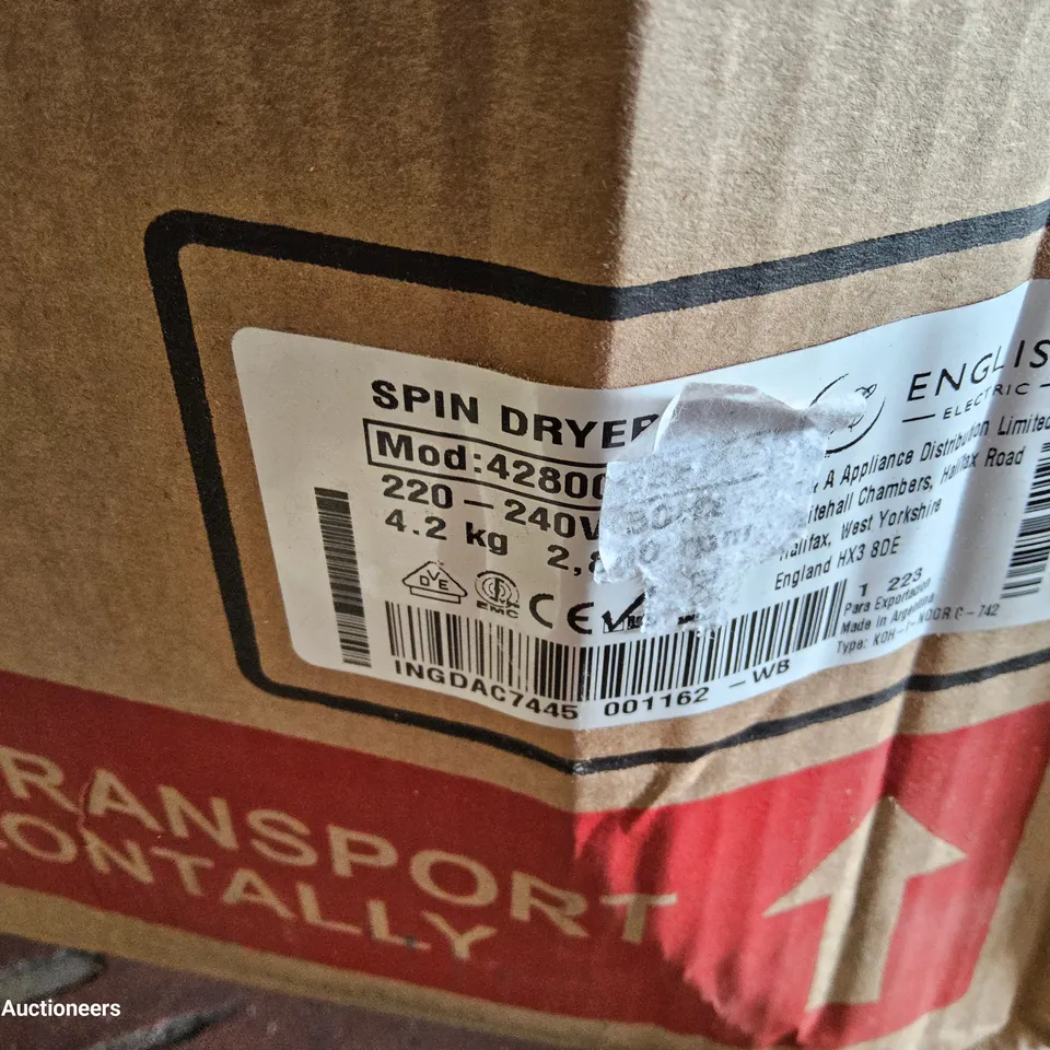 BOXED ENGLISH ELECTRIC SPIN DRYER Model 28009EEWP WHITE