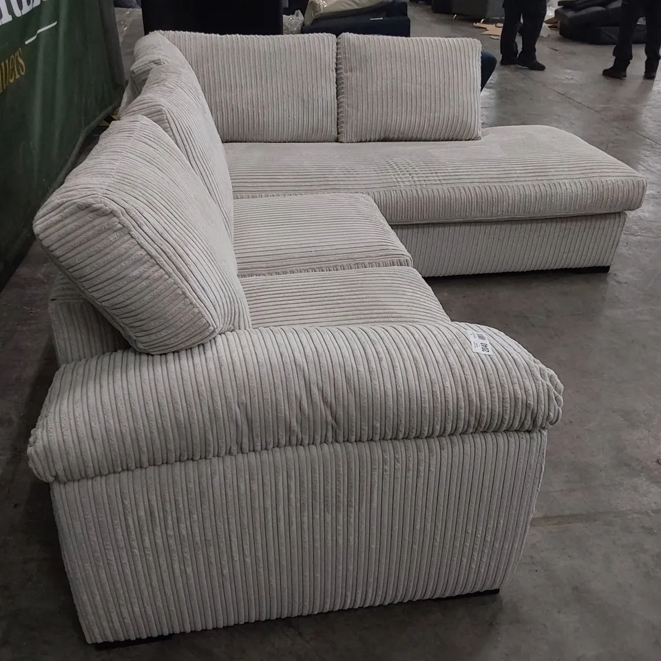 DESIGNER CHAISE CORNER SOFA NATURAL JUMBO CHORD FABRIC 