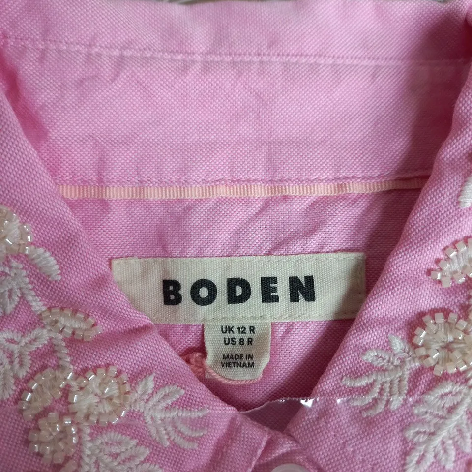 BODEN PINK EMBROIDERED SHIRT, UK 12R (US 8R) – MADE IN VIETNAM