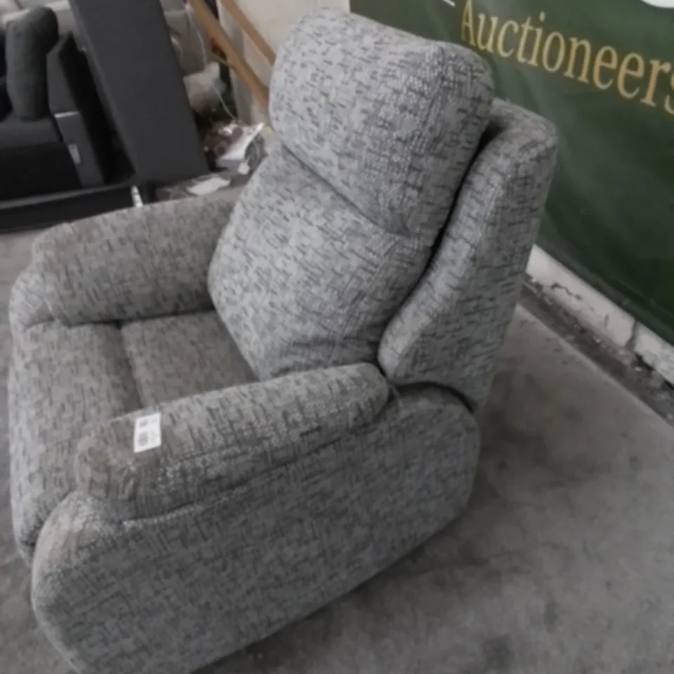 DESIGNER G PLAN MADE KINGSBURY REMCO SLATE FABRIC ELECTRIC RECLINING ARM CHAIR.