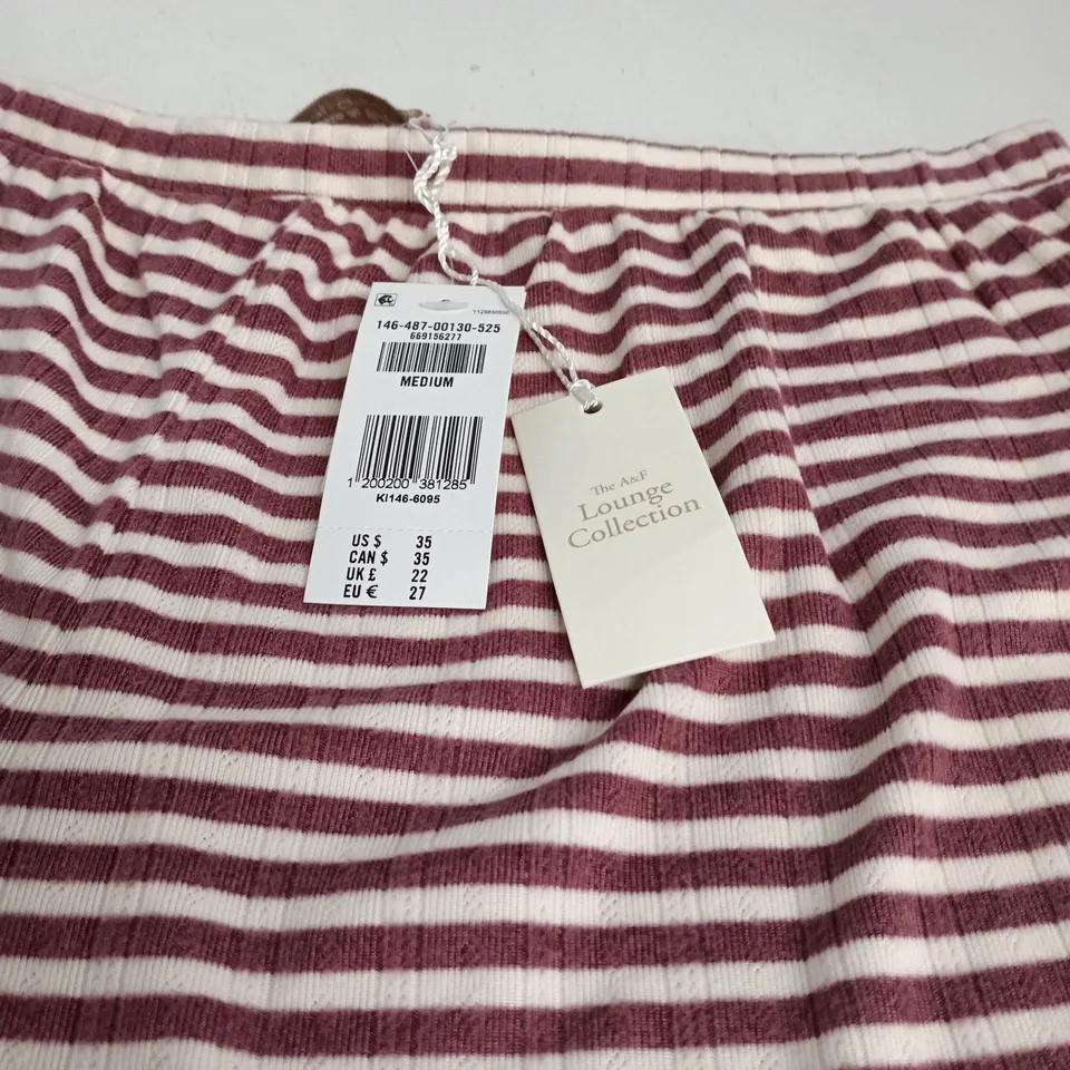 ABERCROMBIE AND FITCH LOUNGE COLLECTION WOMEN'S STRIPED KNIT LOUNGE SHORTS – MEDIUM