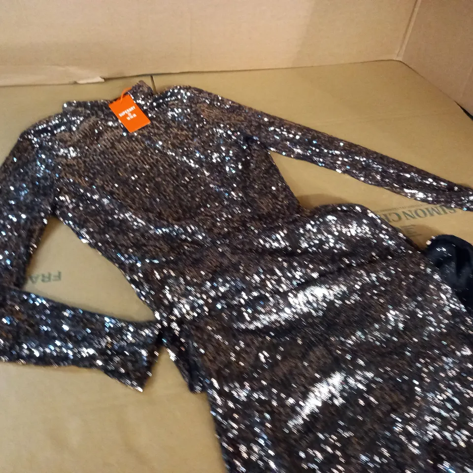 SUPERDRY GOLD SEQUIN CUT OUT BACKED DRESS - UK S