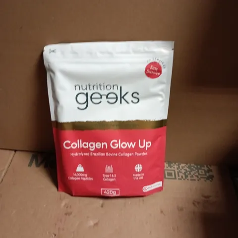 NUTRITION GEEKS COLLAGEN GLOW UP – HYDROLYSED BRAZILIAN BOVINE COLLAGEN POWDER - UNFLAVOURED - BB 30/11/2030