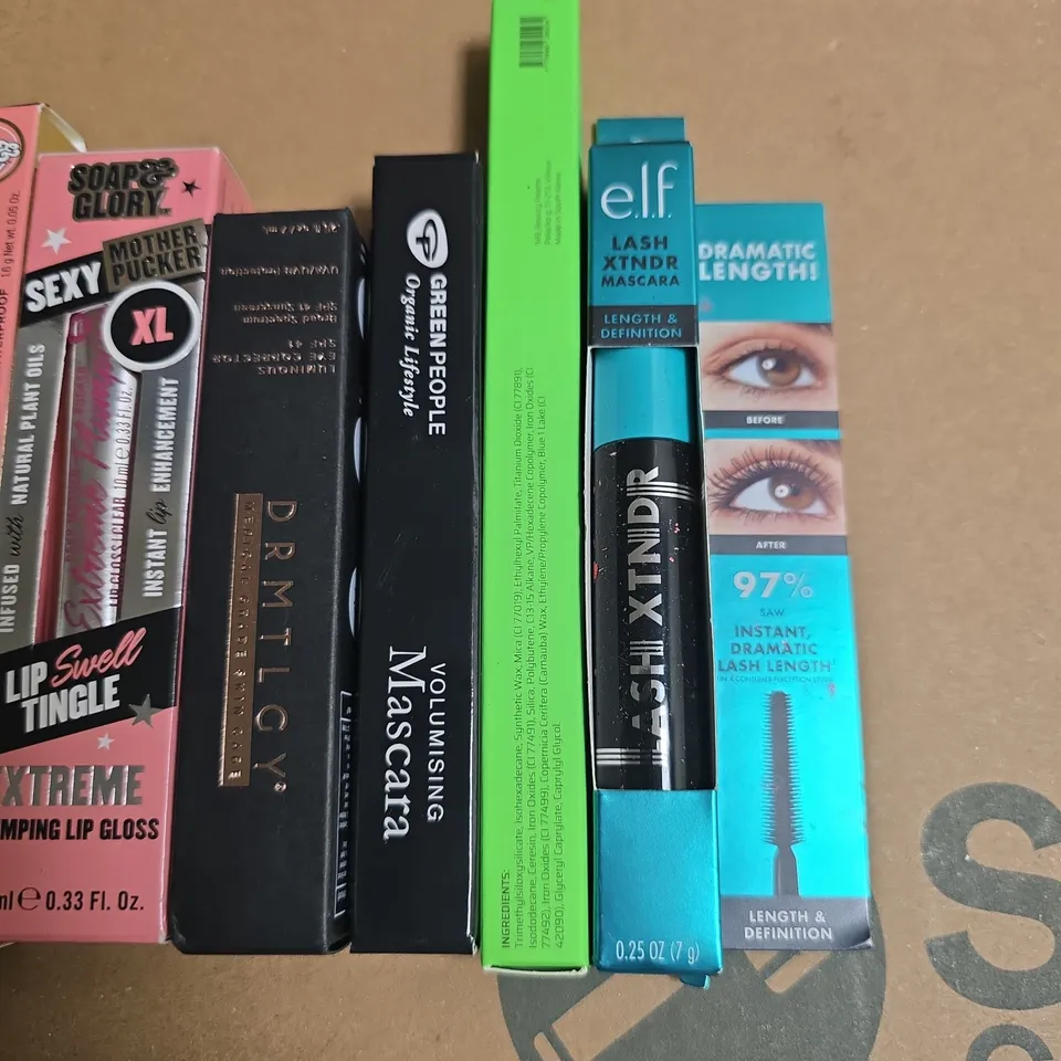 LOT OF 15 ASSORTED COSMETIC ITEMS TO INCLUDE SOAP & GLORYMASCARA, DRMTLGY EYE CORRECTOR AND TROPIC FOUNDATION