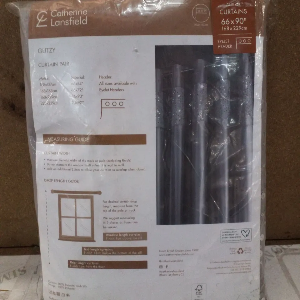 GLITZY ROOM DARKENING CURTAINS 168×229CM (SET OF 2)