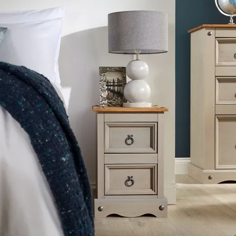 BOXED 2 DRAWER BEDSIDE PETITE - LIGHT & WOOD (1 BOX)