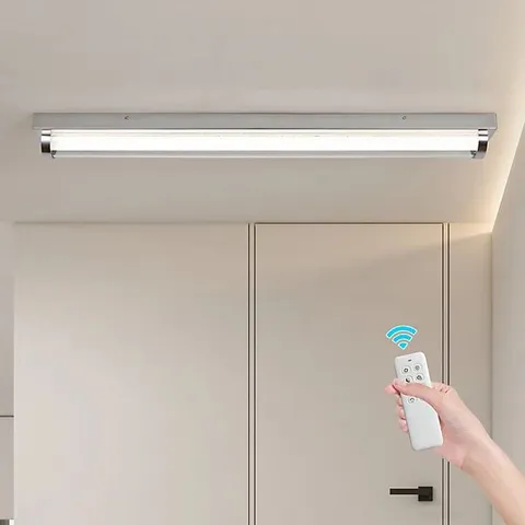 BOXED GARWARM 100CM MODERN CHROME LED FLUSH MOUNT CEILING LIGHT WITH REMOTE & DIMMABLE COLOUR TEMP (1 BOX)
