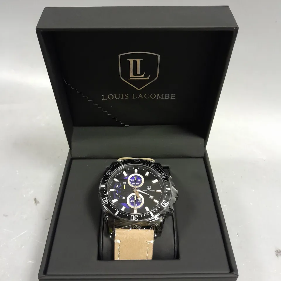 LOUIS LACOMBE MULTIFUNCTION CHRONOGRAPH WATCH LEATHER STRAP