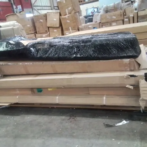 PALLET CONTAINING VARIOUS INCOMPLETE BOXED FURNITURE PARTS AND OTHER HOUSEHOLD ITEMS ETC.