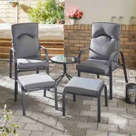 BOXED MONACO 2-SEATER RECLINING SET WITH FOOTSTOOLS