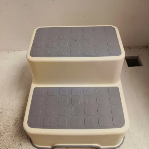 KIDS STEP STOOL DOUBLE LAYER NON SLIP TODDLER TRAINING STOOL WITH LETTERS NUMBERS SURFACE CREAM