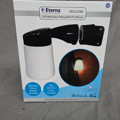 BOXED ETERNA LED WELL GLASS FITTING - BLACK WITH PC DIFFUSER 