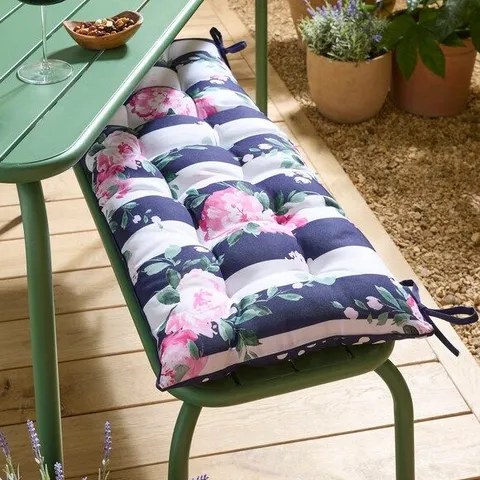 JOANNA HOPE ASCOTT OUTDOOR BENCH CUSHION WITH SPOTTED REVERSE 