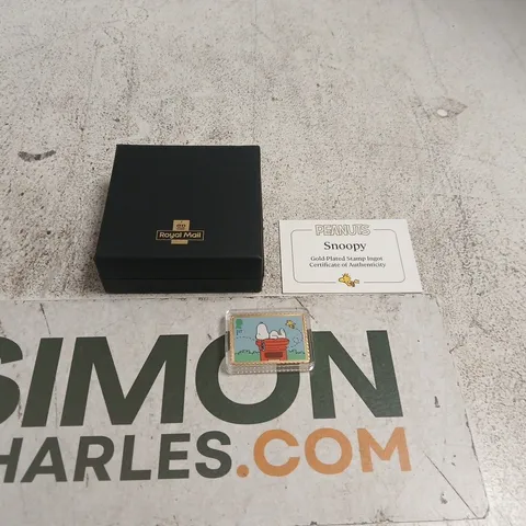 ROYAL MAIL PEANUTS SNOOPY GOLD PLATED STAMP INGOT IN BOX WITH CERTIFICATE 
