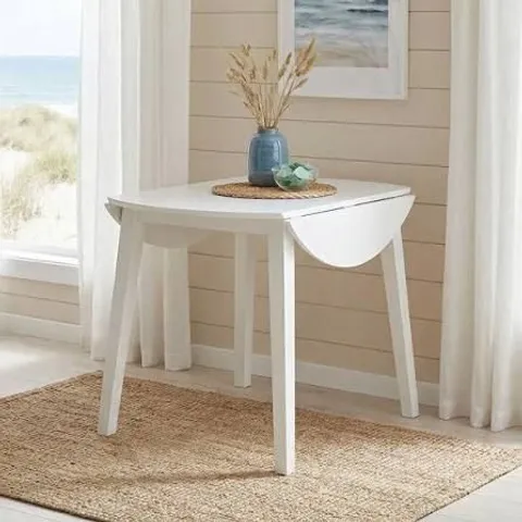 BOXED JULIAN BOWEN COAST DROPLEAF DINING TABLE - WHITE (1 BOX)