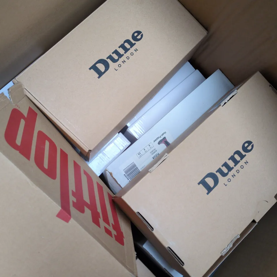 BOX OF APPROXIMATELY 10 PAIRS OF SHOES AND FOOTWEAR ITEMS IN VARIOUS STYLES AND SIZES - COLLECTION ONLY