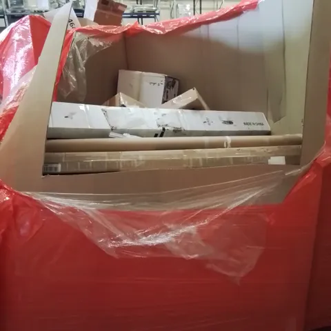 PALLET OF ASSORTED PRODUCTS, INCLUDING, FOLDING BUFFET CHAFER, PRESSURE WASHER SURFACE CLEANER, REFLECTIVE FOIL, WINDIW BLINDS, WASHABLE MAT.