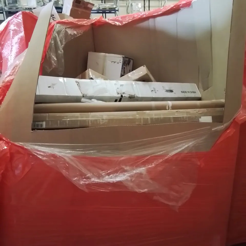 PALLET OF ASSORTED PRODUCTS, INCLUDING, FOLDING BUFFET CHAFER, PRESSURE WASHER SURFACE CLEANER, REFLECTIVE FOIL, WINDIW BLINDS, WASHABLE MAT.