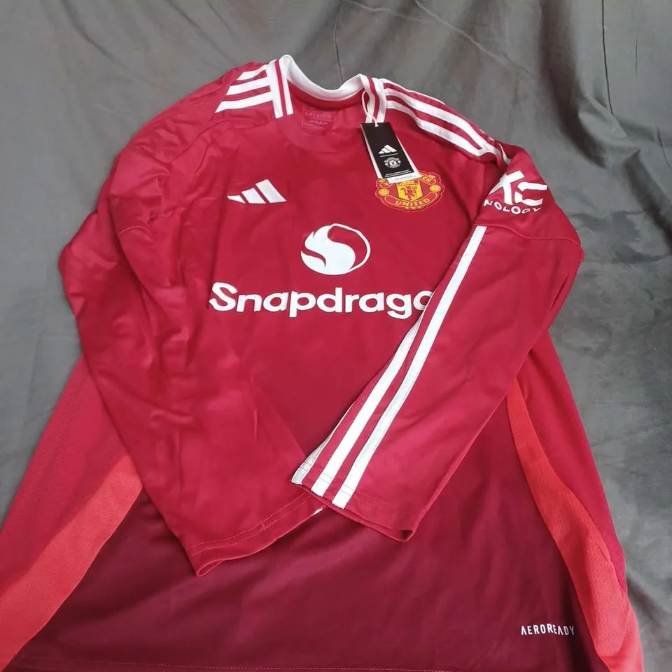 ADIDAS MUFC HOME LONG SLEEVE JERSEY IN RED MULTI SIZE M