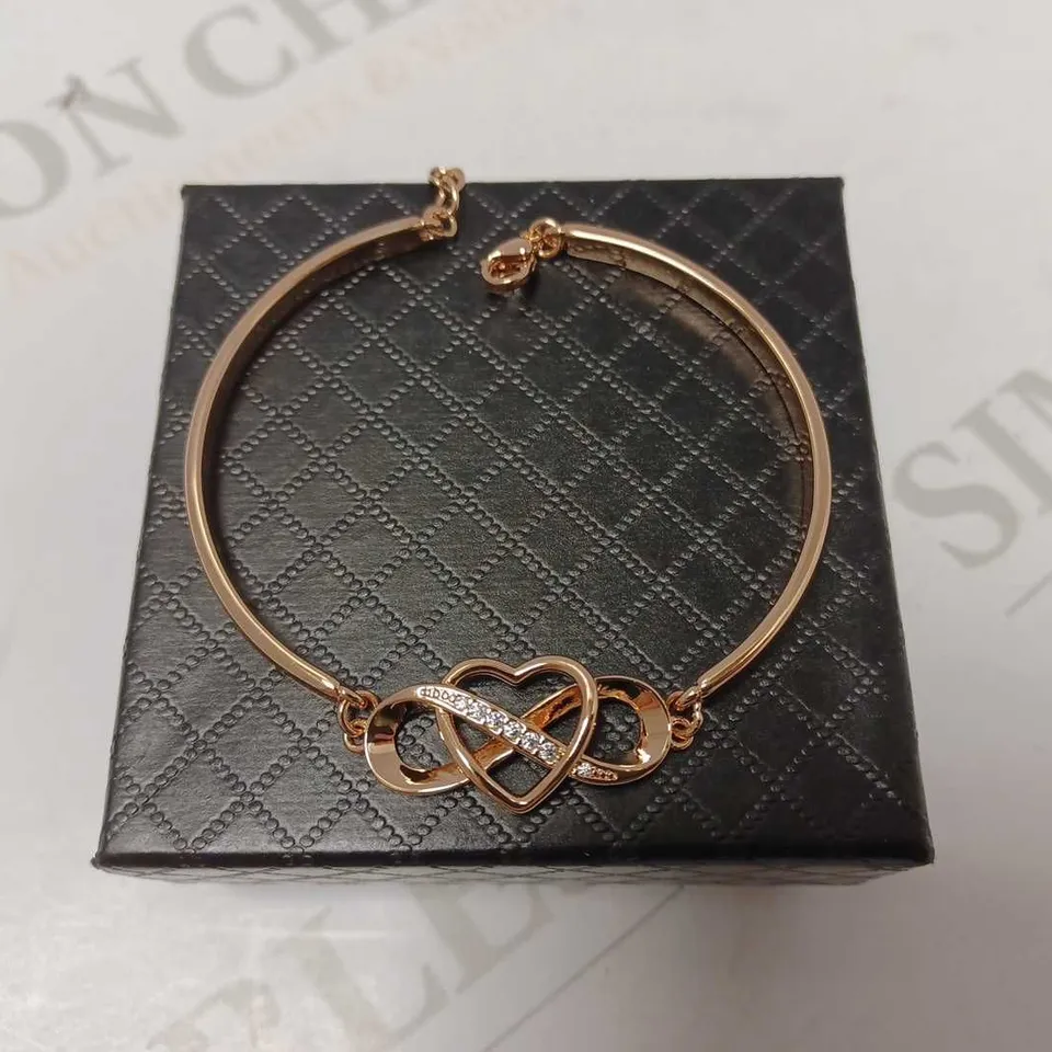 DESIGNER ROSE GOLD HEART INTERLINKING INFINITY BRACELET 