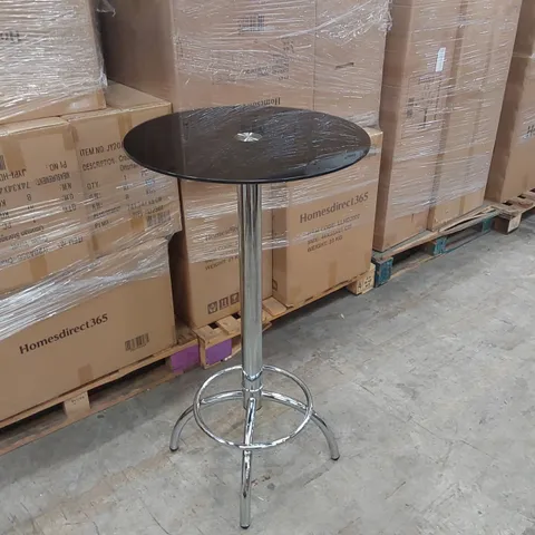 DESIGNER GLASS TOP BAR TABLE WITH CHROME METAL BASE