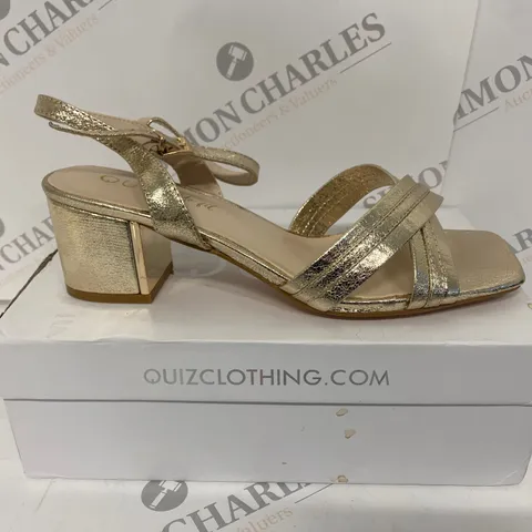 BOXED PAIR OF QUIZ OPEN HEELS SIZE 8 