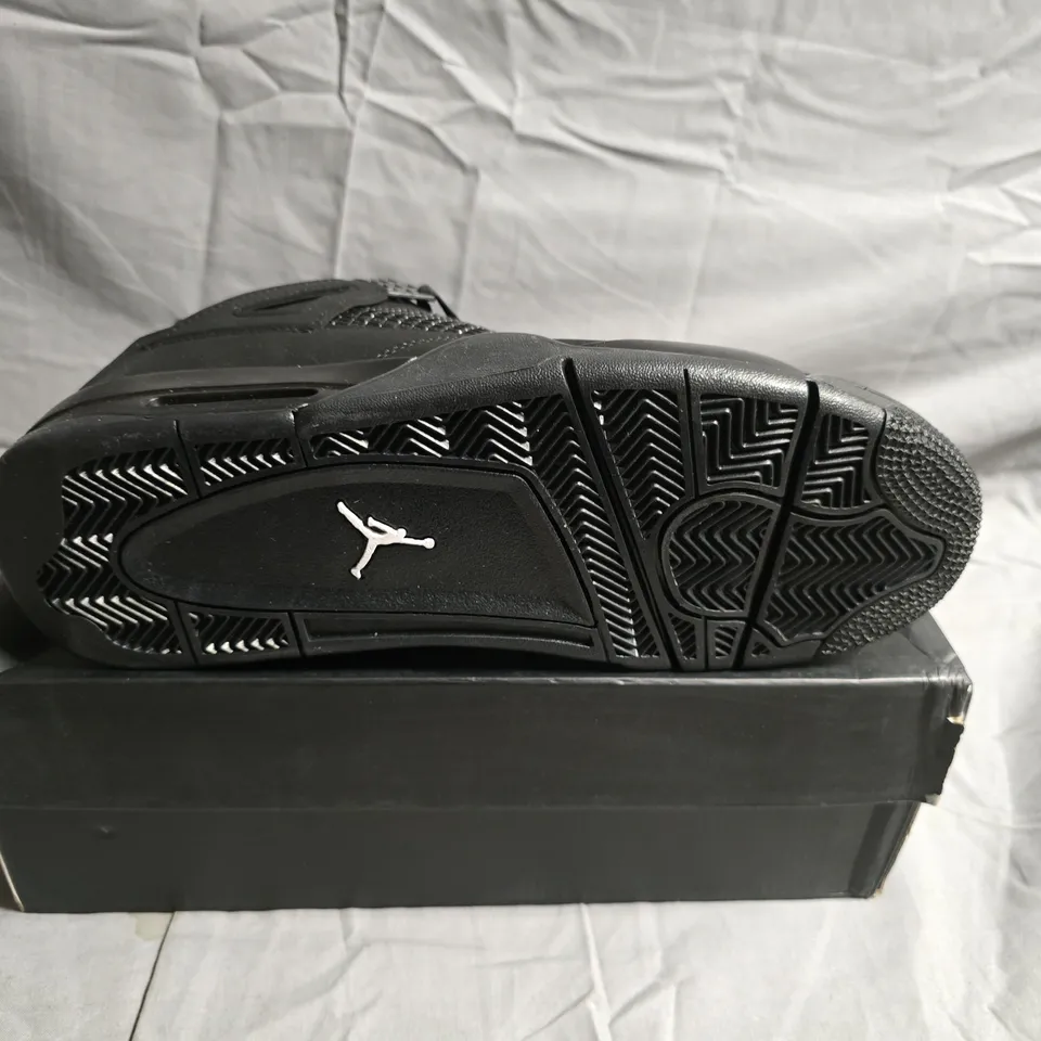 BOXED PAIR OF AIR JORDAN 4 RETRO BLACK SNEAKERS – MEN'S SHOES - UK SIZE 10