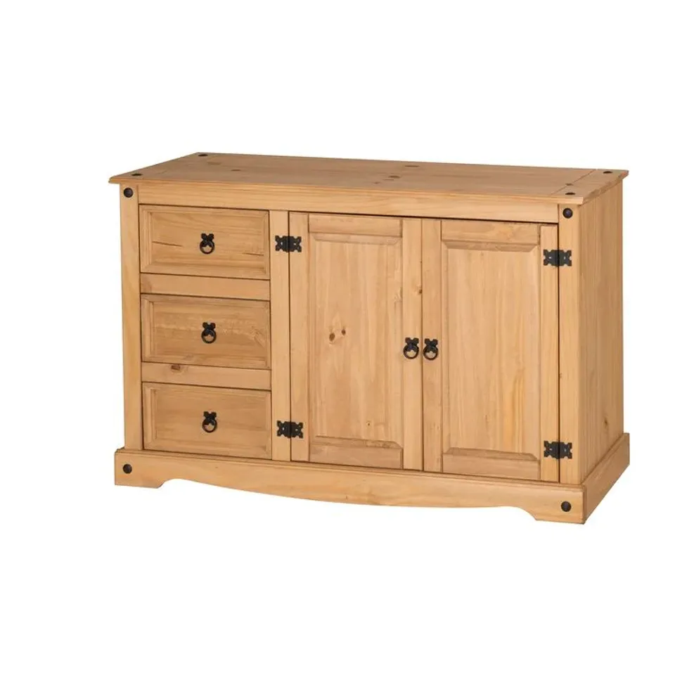 BOXED BRIDEWELL 120CM WIDE 3-DRAWER PINE SOLID WOOD SIDEBOARD (1 BOX)