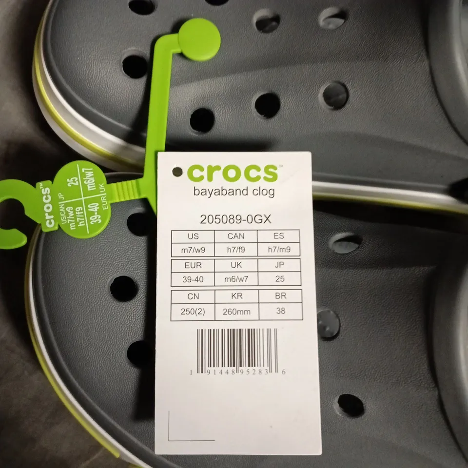 CROCS BAYABAND CLOG – GREY, UK 5 (EU 38) WITH TAG