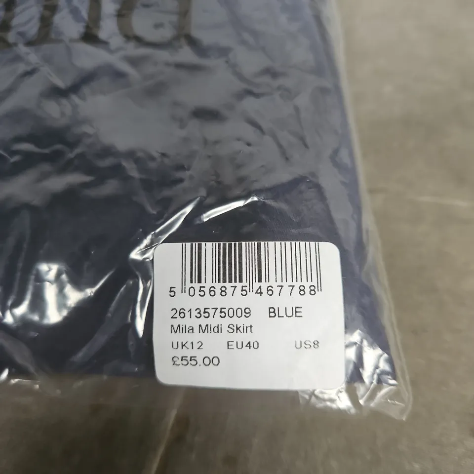 BAGGED NOBODYS CHILD MILA MIDI SKIRT – BLUE – UK12