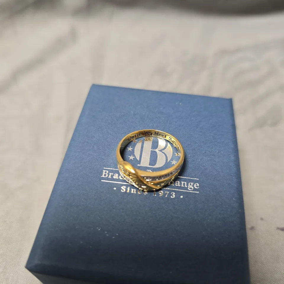 BRADFORD EXCHANGE TWO-TONE GOLD & SILVER RING IN BLUE GIFT BOX - BGE 925 STAMP