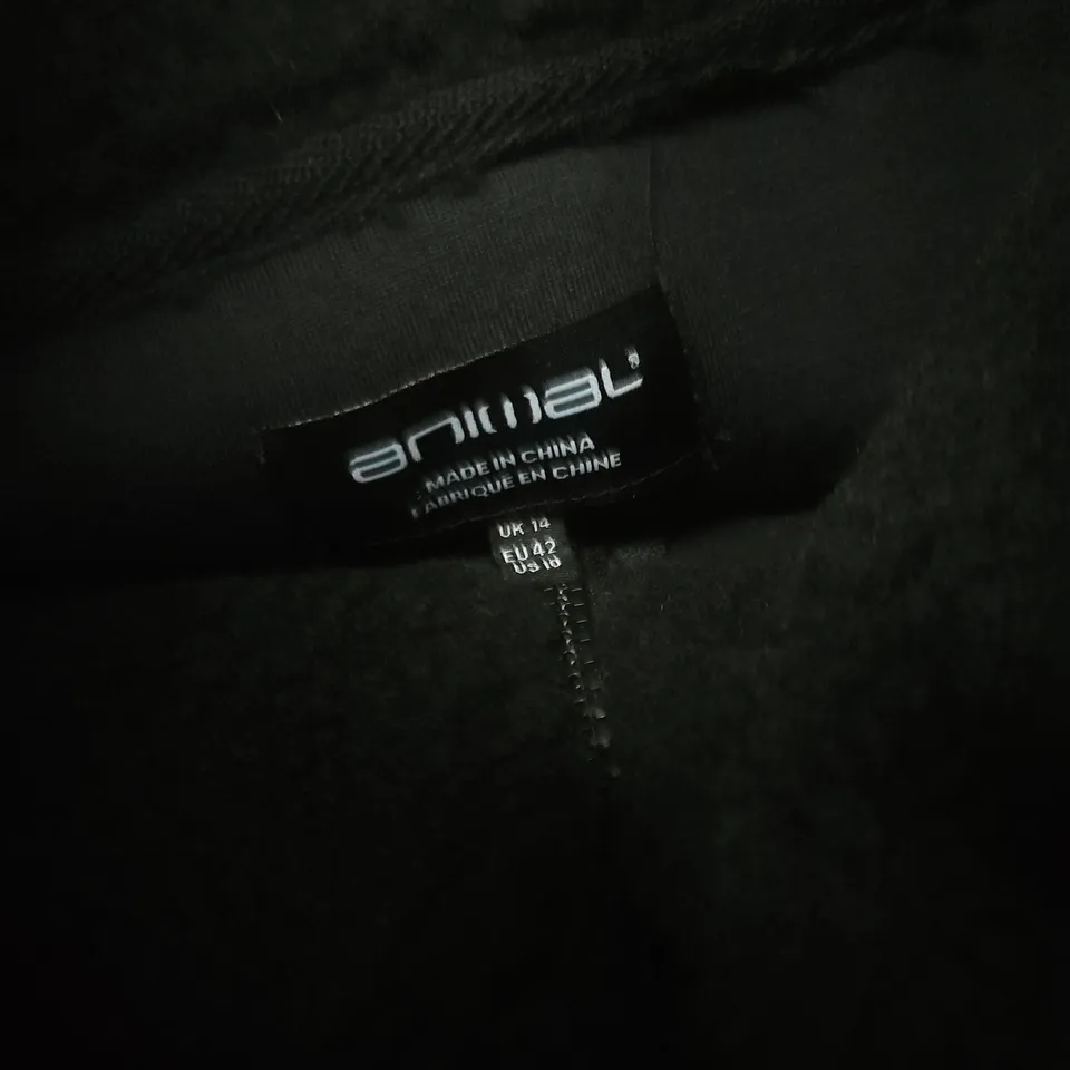 UK 14 ANIMAL ANNA WOMEN'S FULL-ZIP FLEECE JACKET – BLACK (EU 42, US 10)