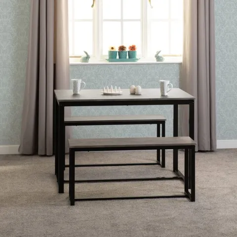 BOXED LINCOLN 1+2 DINING BENCH SET - SONOMA OAK EFFECT BLACK