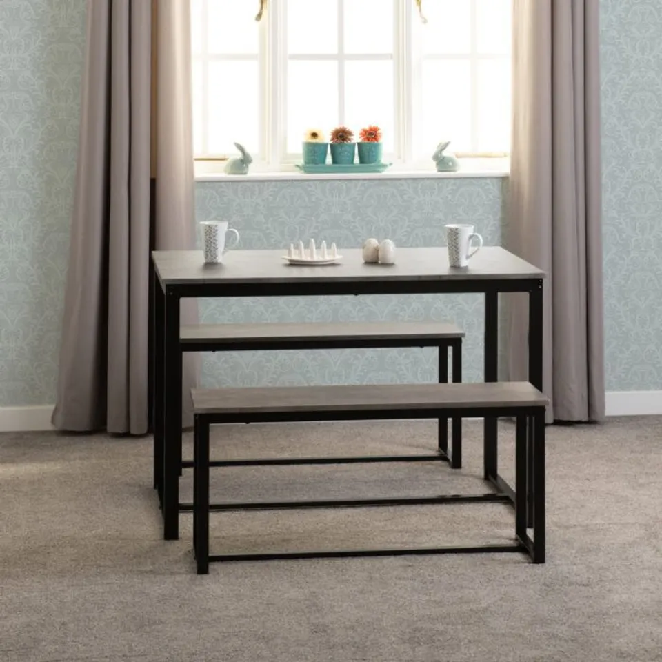 BOXED LINCOLN 1+2 DINING BENCH SET - SONOMA OAK EFFECT BLACK