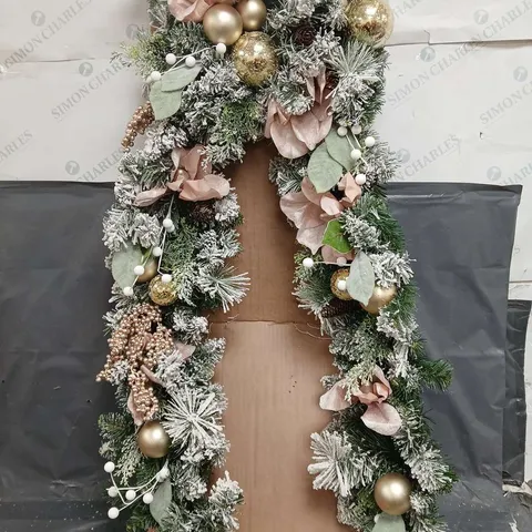 FROSTED ROSE SWAG CHRISTMAS GARLAND 