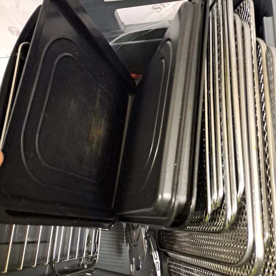 BOX OF COOKING TRAYS AND RACKS