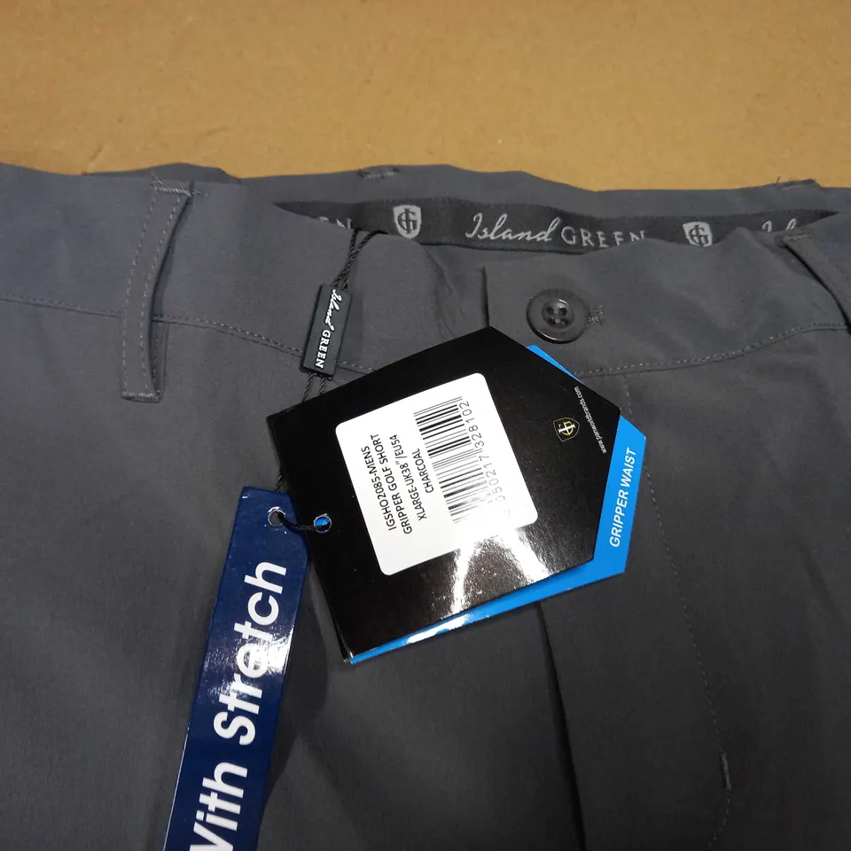 ISLAND GREEN GREY GOLF SHORTS - SIZE W38