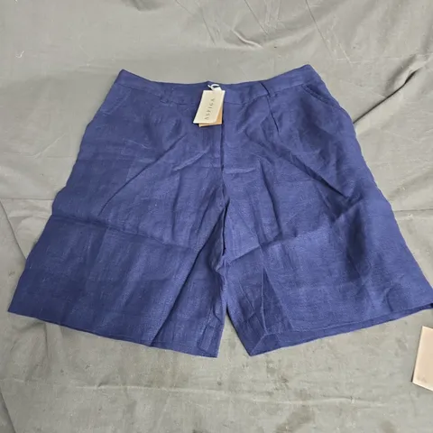 ASPIGA ALEXANDRA LONG LINEN SHORTS IN NAVY SIZE M