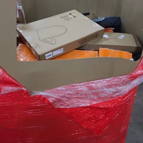 PALLET OF ASSORTED ITEMS TO INCLUDE, SHOE STORAGE CABONET, TOILET SEATS, LED MAKE UP MIRROR, ELECTRIC BLANKET,
