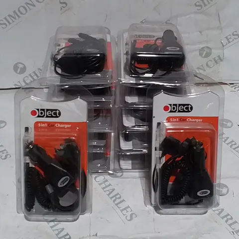 LOT OF 12 OBJECT 5-IN-1 CAR CHARGERS