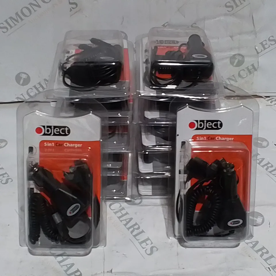 LOT OF 12 OBJECT 5-IN-1 CAR CHARGERS