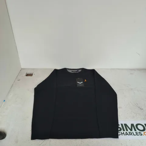 BRAVE SOUL LONDON NAVY KNIT JUMPER – UK SIZE M (MIDNIGHT NAVY)
