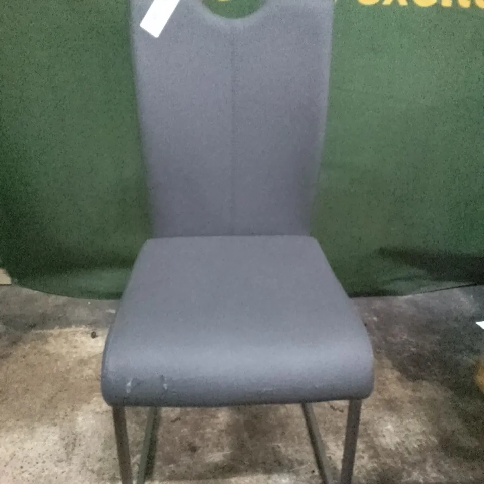 DARK GREY LEATHER DINING CHAIR