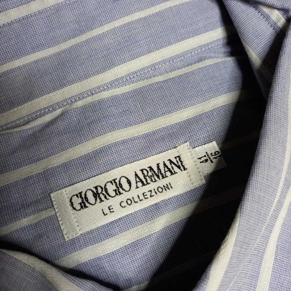 GIORGIO ARMANI PURPLE/WHITE STRIPPED SHIRT SIZE 16 