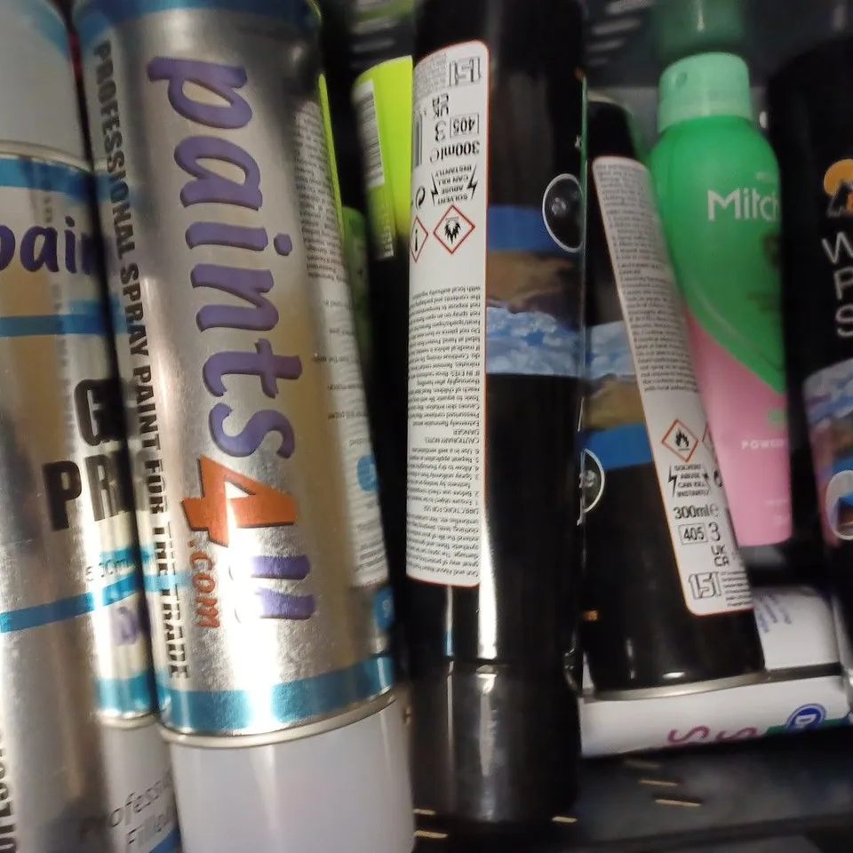 APPROXIMATELY 15 ASSORTED AEROSOL PRODUCTS TO INCLUDE OUT & ABOUT WATER PROOF SPRAY, TRESEMMÉ HAIRSPRAY, SPRAY ON PLASTER, ETC - COLLECTION ONLY