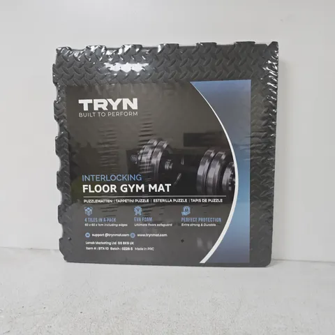 TRYN INTERLOCKING FLOOR GYM MAT - BLACK