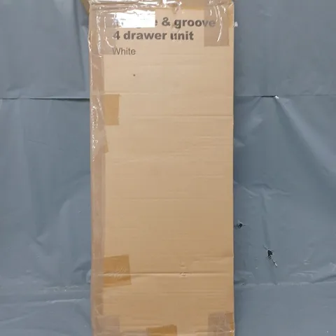 BOXED TONGUE & GROOVE 4 DRAWER UNIT IN WHITE - COLLECTION ONLY 
