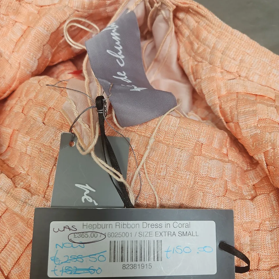 HEPBURN RIBBON DRESS IN CORAL – WOMEN'S EXTRA SMALL (UK XS)