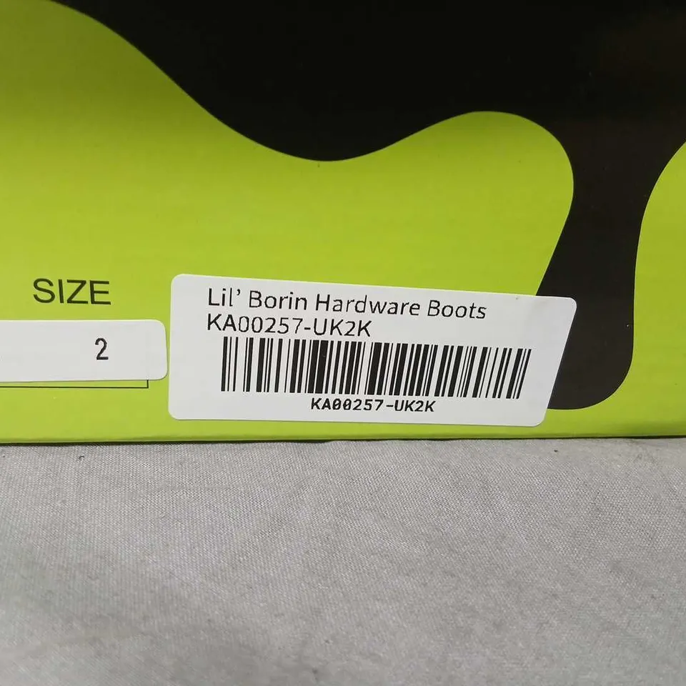 BRAND NEW BOXED KOI KIDZ LIL' BORIN HARDWARE BOOTS - BLACK PU WITH SILVER TOE CAP, KIDS UK 13