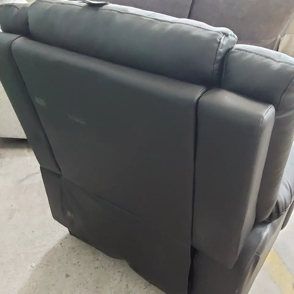 DESIGNER POWER RECLINING EASY CHAIR BLACK LEATHER 